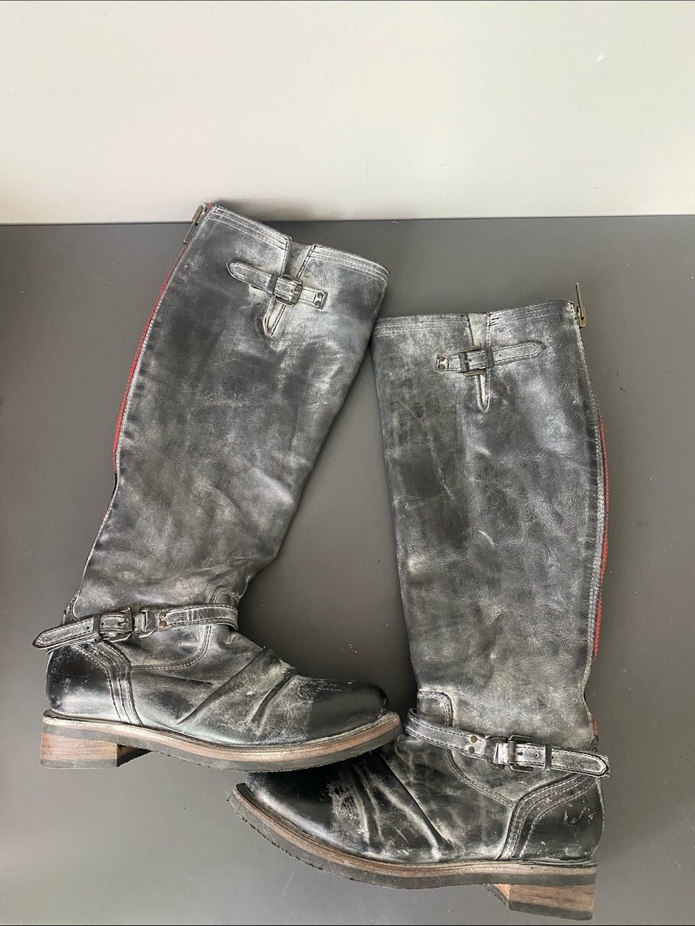Freebird Roadie Black Leather Knee-High Buckle Boots Sz 9 Moto Western Casual